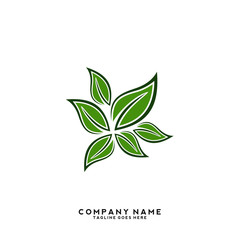 Creative green leaf logo template