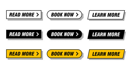 Black and Multicolor Vector Flat Web Buttons Set