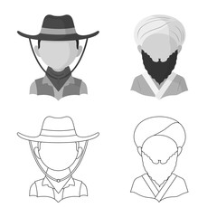 Vector illustration of imitator and resident logo. Collection of imitator and culture stock symbol for web.