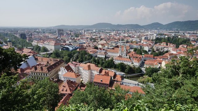 Panoramic view on the city of Graz, Austria in UHD resolution