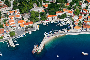 Aerial photo of Bol town on Brač island, Croatia - obrazy, fototapety, plakaty