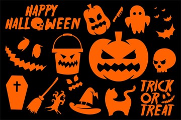 Halloween doodles vector set collection