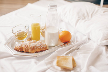 Breakfast. Food. Good morning. Food. Diet. Bed. Room. Hotel room. 