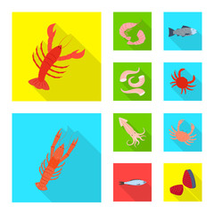 Fototapeta na wymiar Vector illustration of product and ocean symbol. Set of product and restaurant vector icon for stock.
