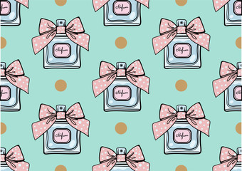 A pattern with a bottle of perfume