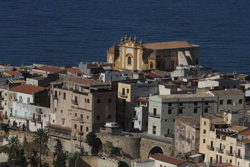 Castellammare del Golfo, Italy - June 29, 2016: overview of the seaside town of Castellammare del Golfo