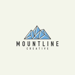 monoline mountain logo-vector illustration on a light background