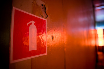 Red fire extinguisher sign sticker