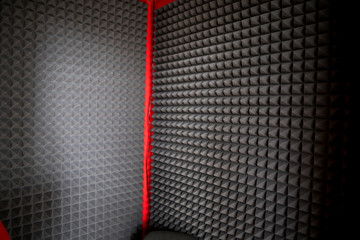 close up Sound Absorption, noise reduction texture in recorder room ,with light flare.