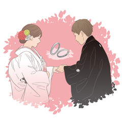指輪交換の儀（神前結婚式）イメージイラスト