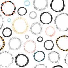Abstract circles seamless pattern. Hand drawn sketchy rays. Vector illustration - 288883115