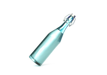 Glass bottle isolated with reflection. 3d render