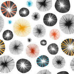 Abstract circles seamless pattern. Hand drawn sketchy rays. Vector illustration - 288883370