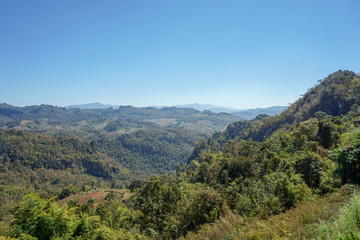 Fototapeta na wymiar Beautiful landscape of viewpoint on the mountain, baan-jabo , Mae Hong Son, Thailand