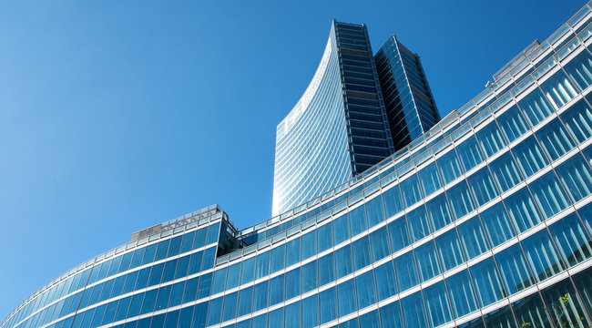 Curved Side Of Palazzo Lombardia In Milan Italy