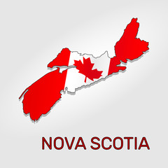 Map of Nova Scotia combined with Canada flag. Nova Scotia silhouette or borders for geographic themes - Vector