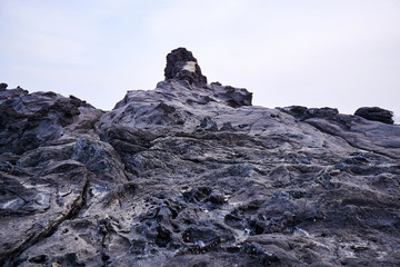 A rock created by a volcanic eruption in Jeju Island, Korea.
