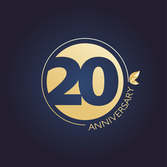 Vector golden wreath Anniversary_modern 20 years
