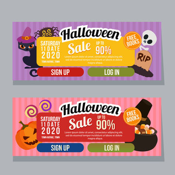 halloween horizontal banner template black cat