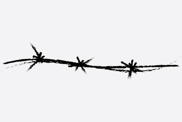 The logo of the barbed wire. Black and white drawing. Vector illustration of a barbed wire. The Holocaust. Console camp. - obrazy, fototapety, plakaty