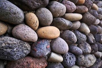 A stone wall that can be seen in Jeju Island in Korea.