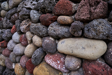 A stone wall that can be seen in Jeju Island in Korea.