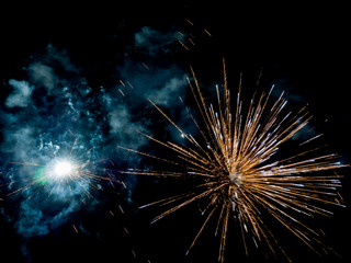 Holiday Fireworks in the dark sky