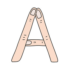 A lettering finger form hand drawn vector illustration element of alphabet abc