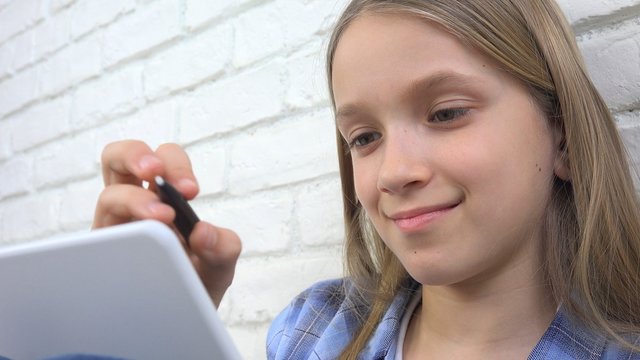 Child Writing, Studying, Thoughtful Kid, Pensive Student Learning Schoolgirl