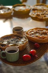healthy vegetable pie in wooden environment