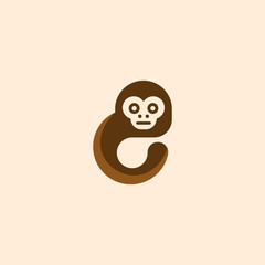 Monkey Cute Animal Illustration Icon Logo Design Template Element Vector