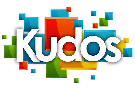 Kudos word in colored rectangles background
