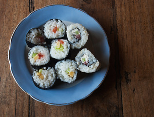 Rolls in a plate. View from above.