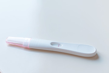 negative pregnancy test on white background