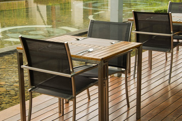 empty table and chair in restaurant