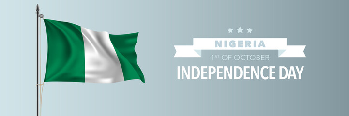 Nigeria happy independence day greeting card, banner vector illustration