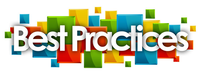 Best Practices word in colored rectangles background