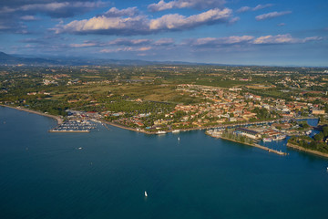 Fototapeta premium Beautiful view of the city of Peschiera del Garda, Italy. Aerial photography with drone.
