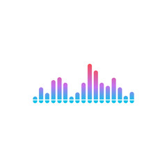 Multicolor sound audio wave object icon isolated vector background