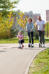 Obraz premium Family on scooters