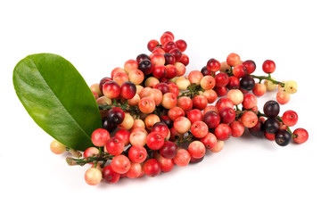 Antidesma thwaitesianum fruit on white background, Is a fruit that is famous in Thailand