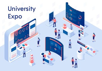 University Expo Stands Isometric Composition.