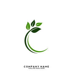 Creative green leaf logo template