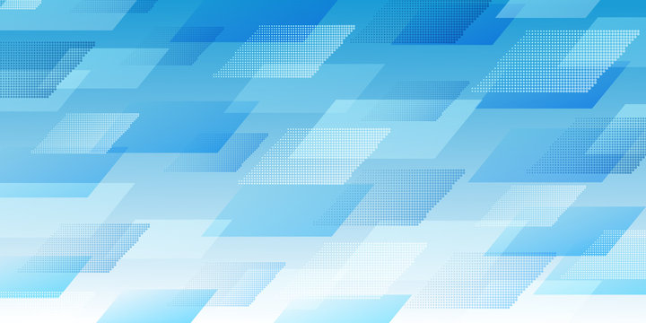 Abstract background of intersecting parallelograms consisting of dots, in light blue colors