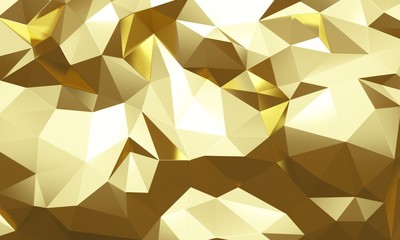 Gold low poly abstract background. 3d rendering
