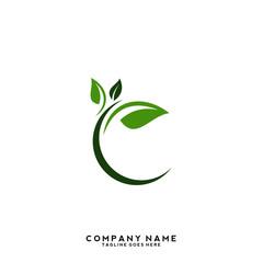 Creative green leaf logo template