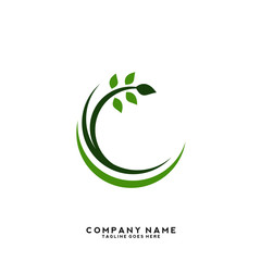 Creative green leaf logo template