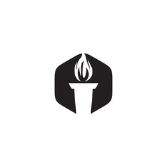Torch logo design with fire icon template