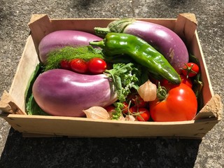 vegetables on wooden table