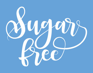 Sugar free product label, black handwriting lettering isolated